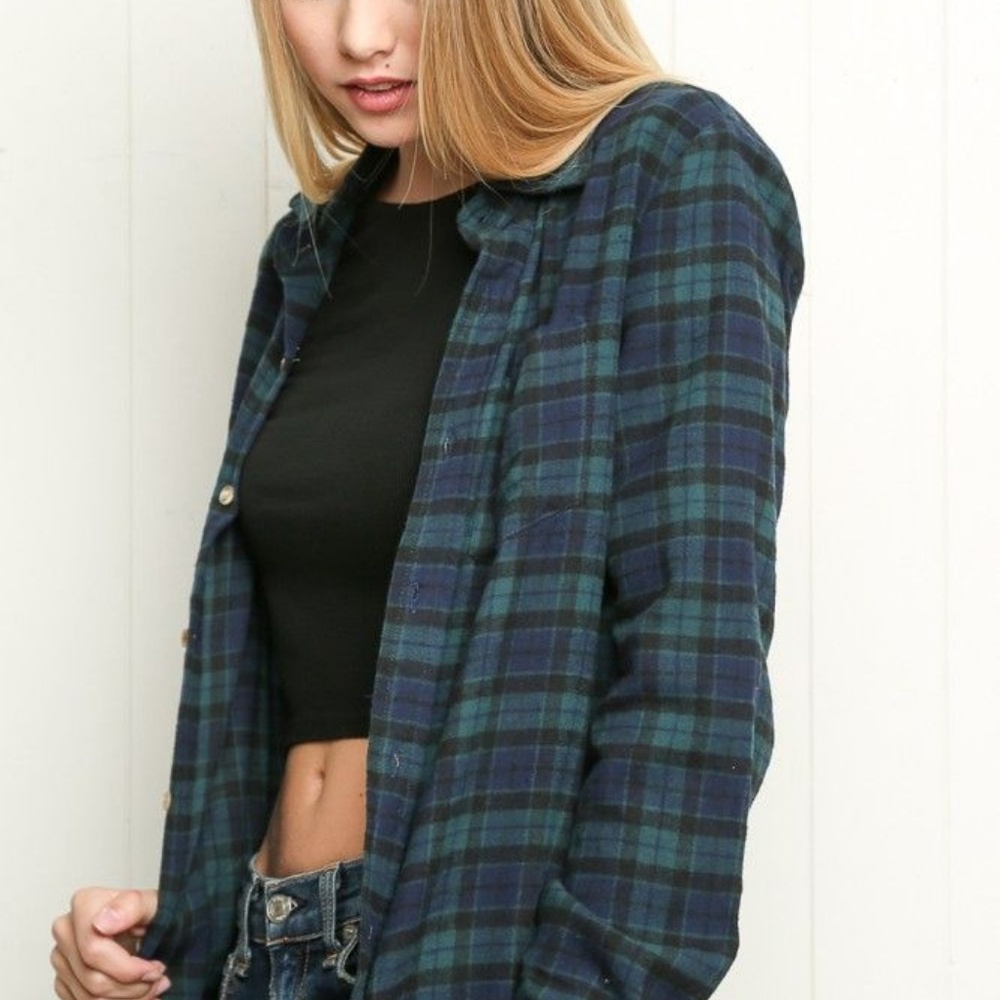 BRANDY MELVILLE USA Navy Flannel Top